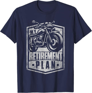 Classic Retired Motorcycle Biker My Retirement Plan Grandpa T-Shirt - T-Shirt | Navy