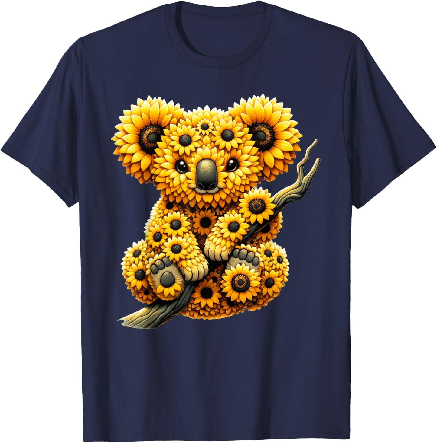 Sunflower Koala Bear Flower Gardening Floral T-Shirt - T-Shirt | Navy