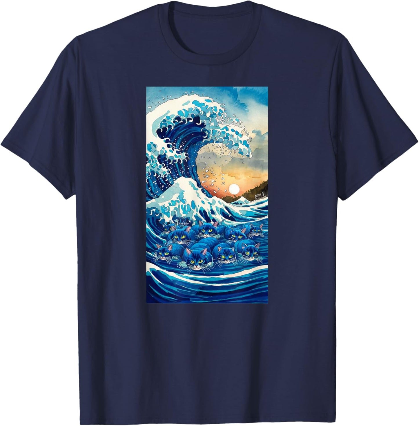 Blue Cats Wave For Kamala T-Shirt - T-Shirt | Navy