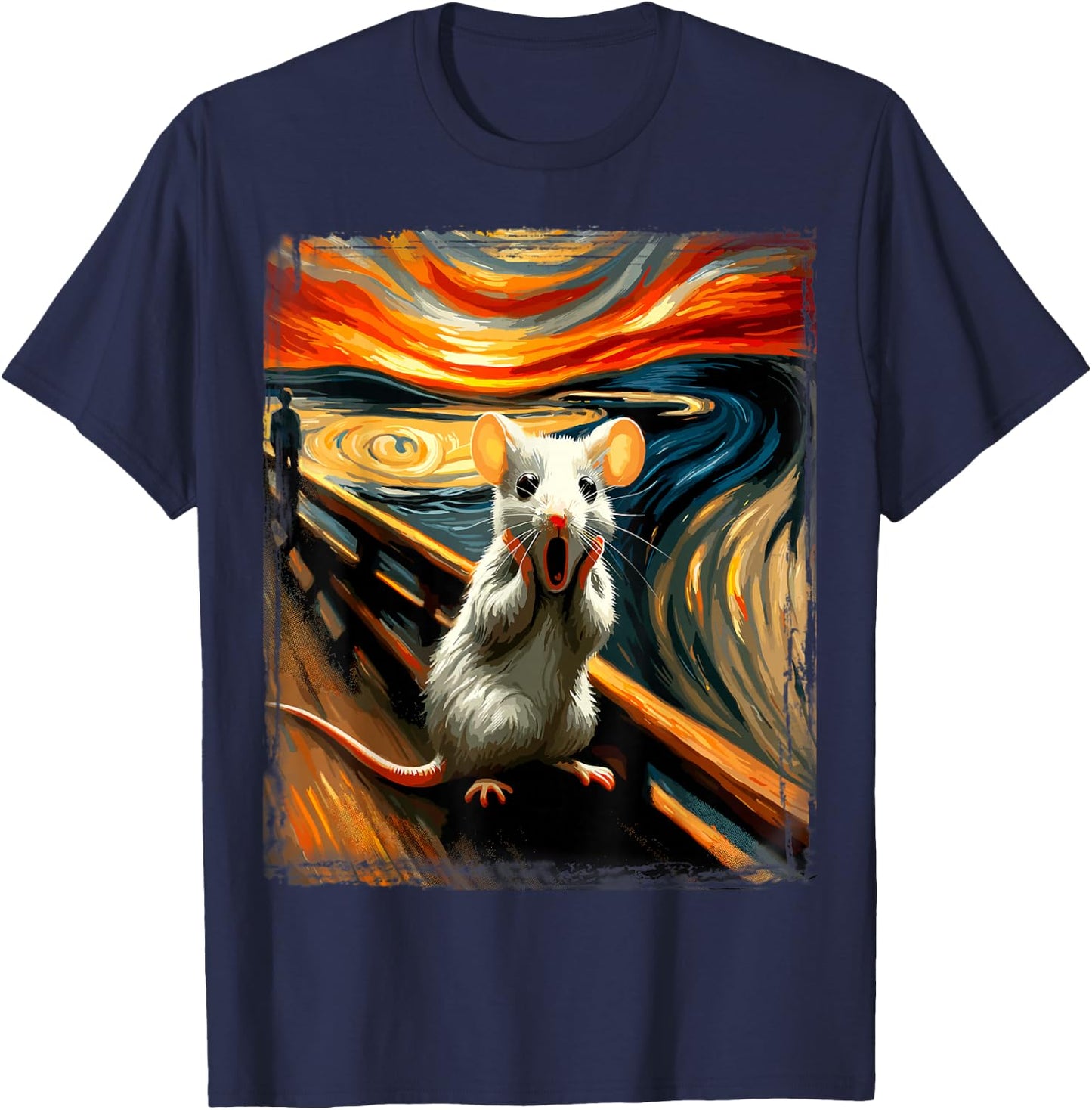 Scream Parody Art Funny Painting Animal Humor Artistic Mouse T-Shirt - T-Shirt | Navy