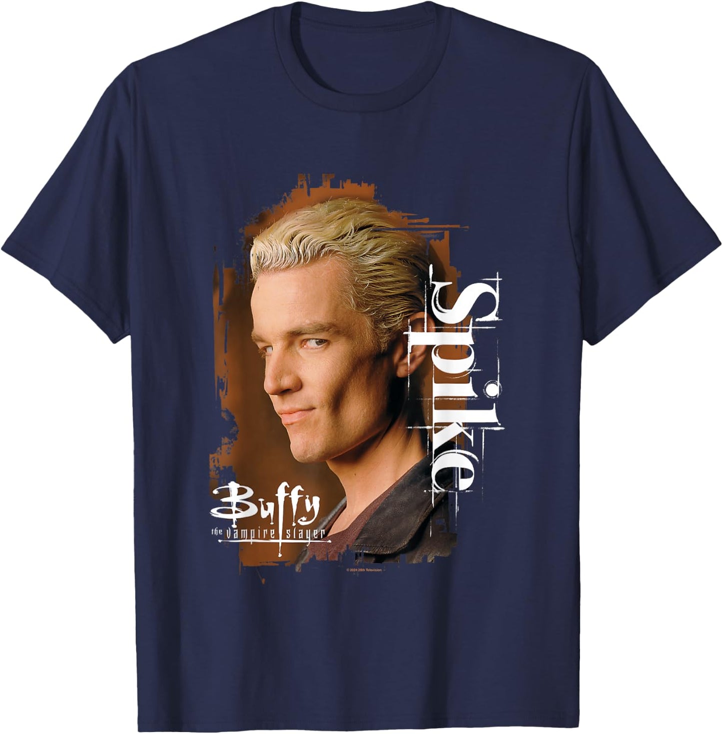 Buffy The Vampire Slayer Spike Face Closeup Vintage Poster T-Shirt - T-Shirt | Navy
