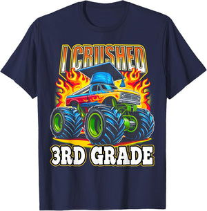 Graduation 3rd Grade Monster Truck Boys I Crushed Grad T-Shirt - T-Shirt | Navy