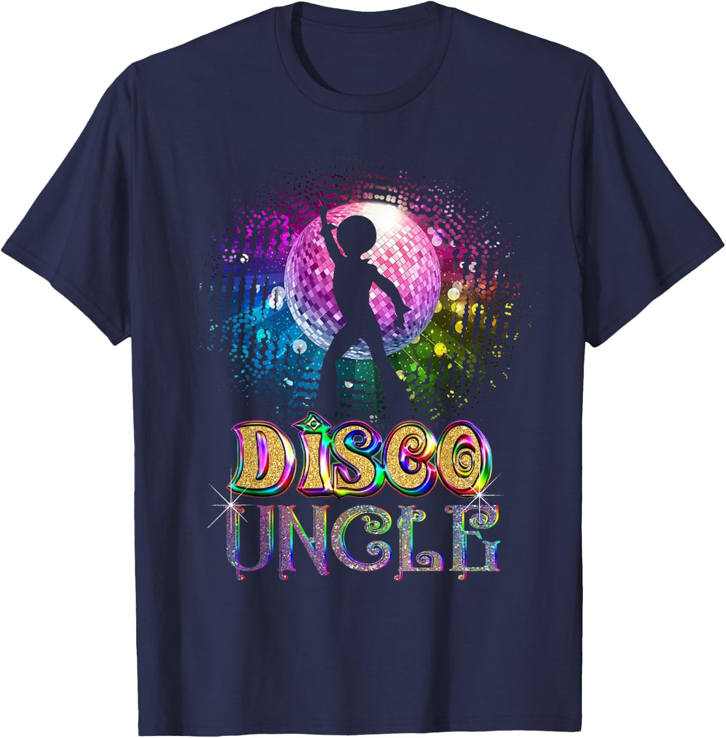 Funny Disco Uncle - Retro 70's Seventies Themed Disco Ball T-Shirt - T-Shirt | Navy