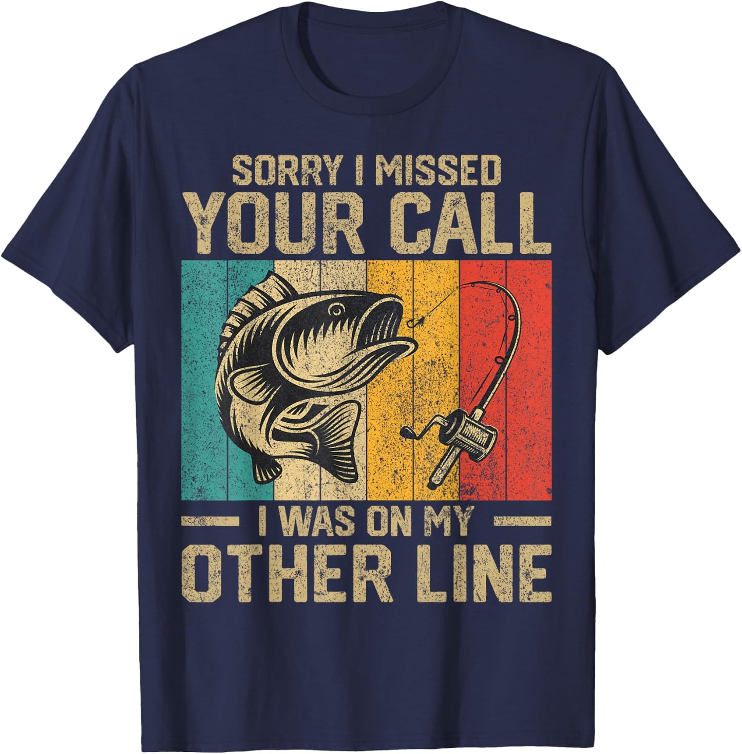 Funny Vintage Fishing Jokes Fisherman Bass Fish T-Shirt - T-Shirt | Navy
