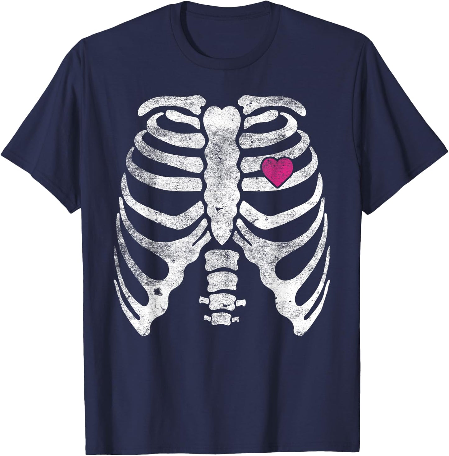 Skeleton Heart Rib Cage X-Ray Adult Kids Funny Halloween T-Shirt - T-Shirt | Navy