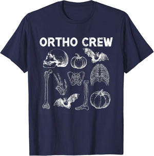 Ortho Crew Halloween Pumpkin Orthopedic Nurse Ortho Nurse T-Shirt - T-Shirt | Navy