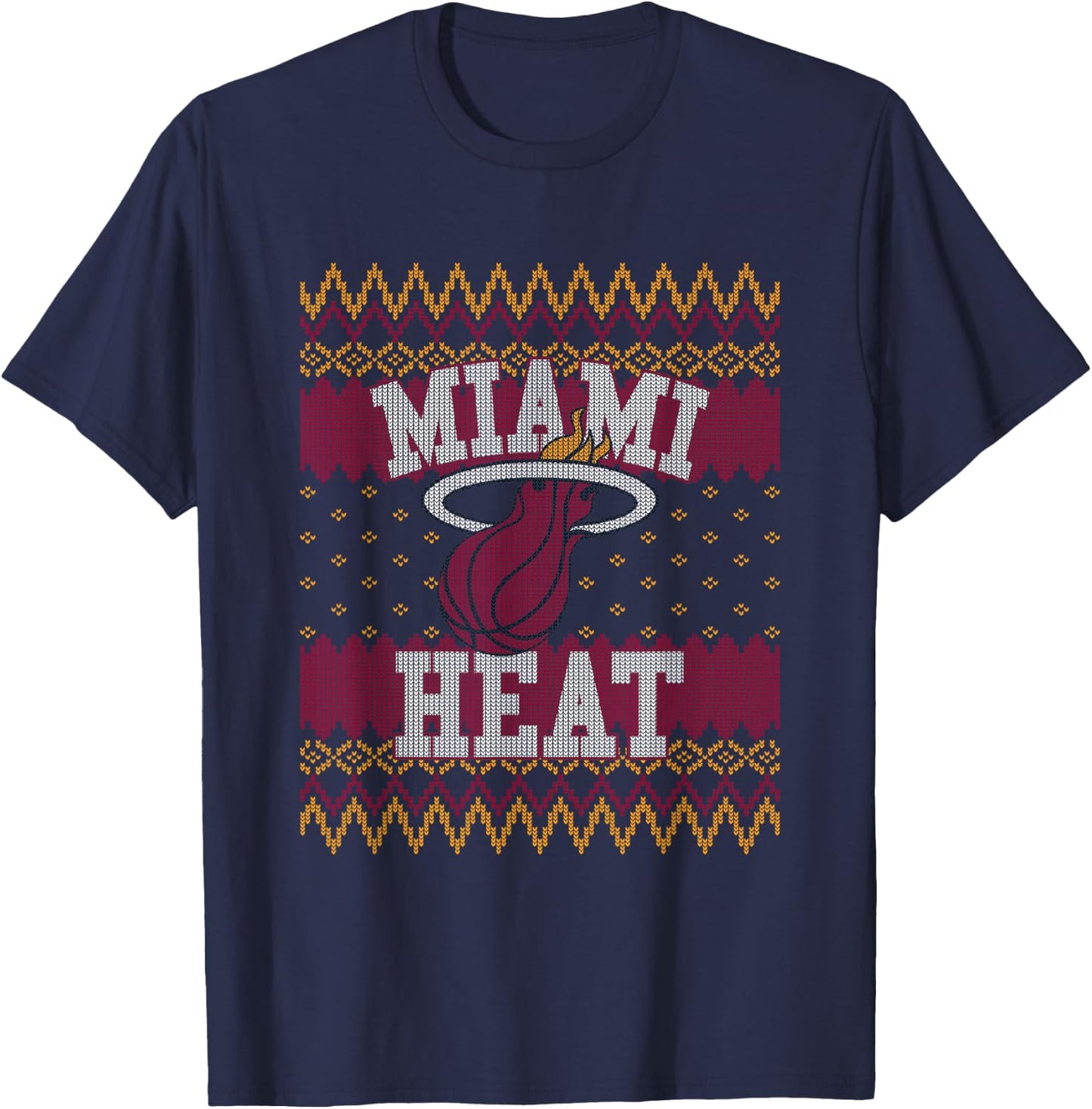 NBA Miami Heat Ugly Christmas Sweater Style T-Shirt - T-Shirt | Navy