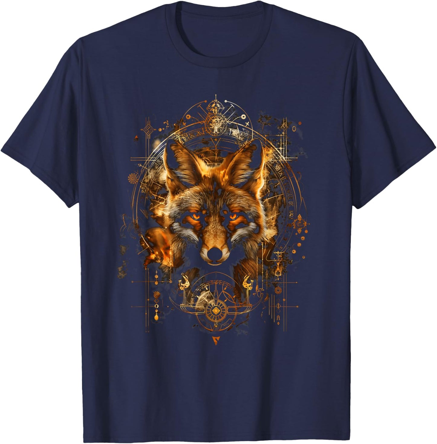 Occult rune Fox a mythical Fantasy Design T-Shirt - T-Shirt | Navy