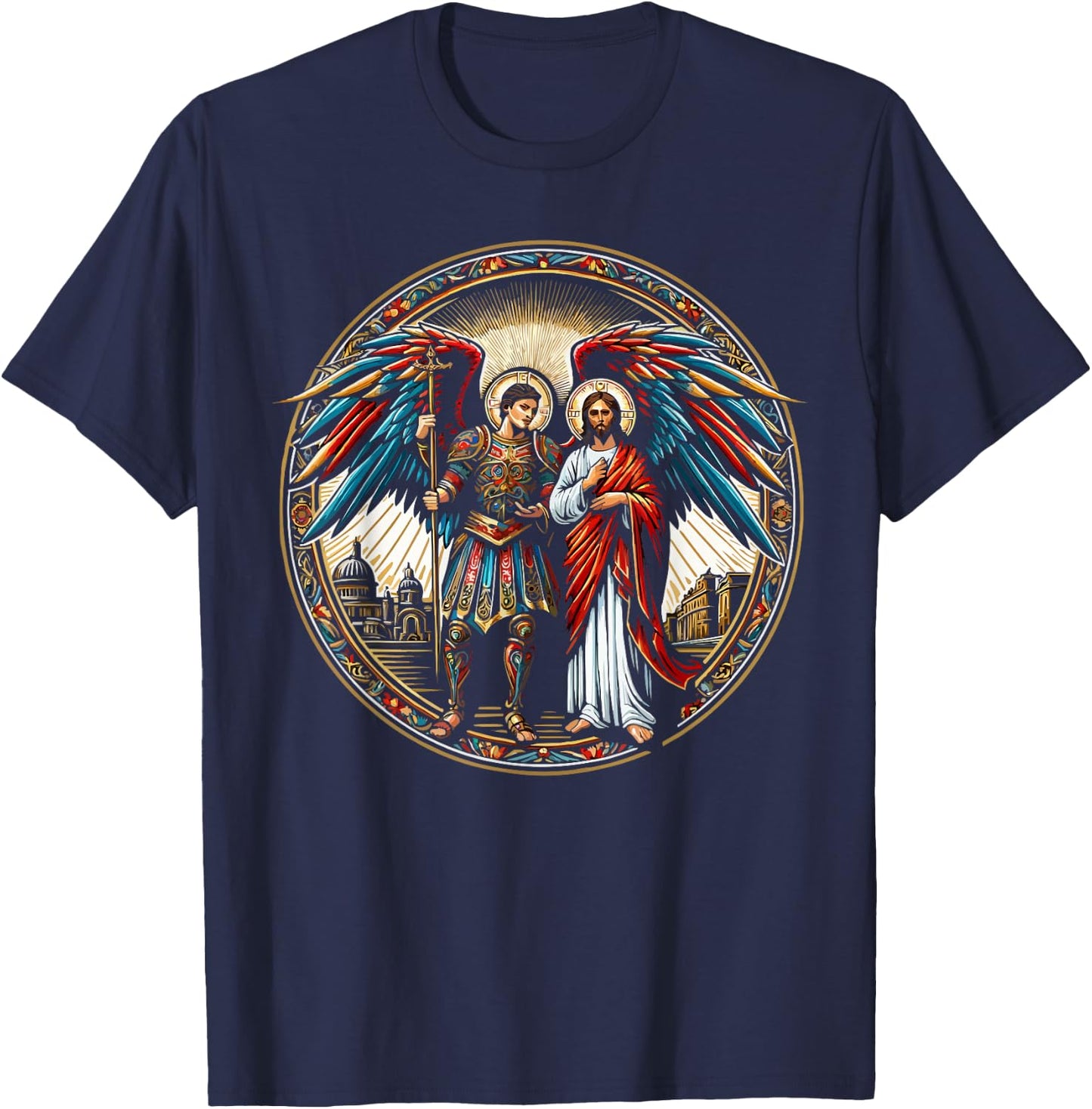 Archangel Gabriel Catholic Christianity Guardian Angel T-Shirt - T-Shirt | Navy