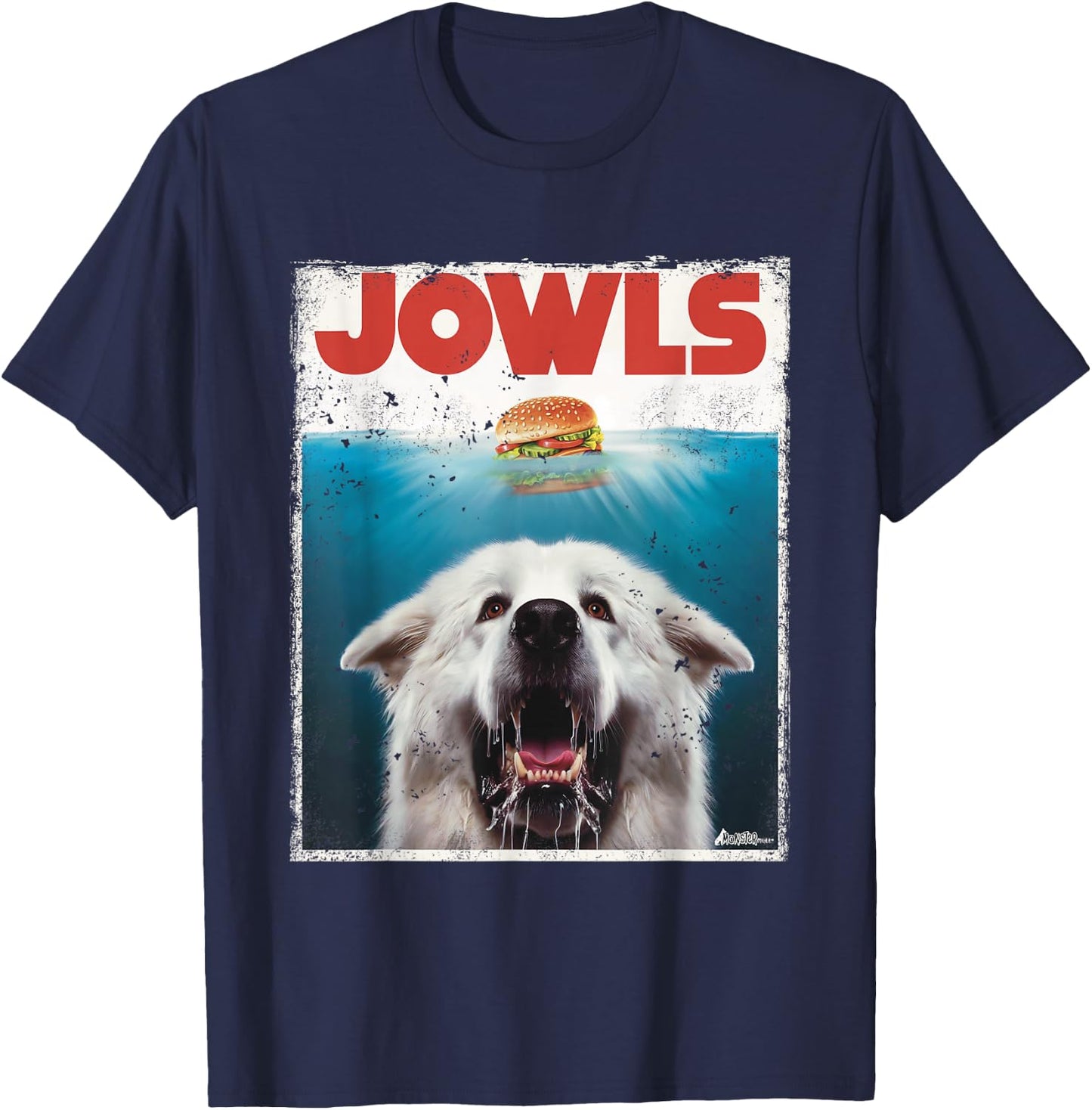 Funny Great Pyrenees Jowls Burger, Gentle Giant Cute Dog Mom T-Shirt - T-Shirt | Navy