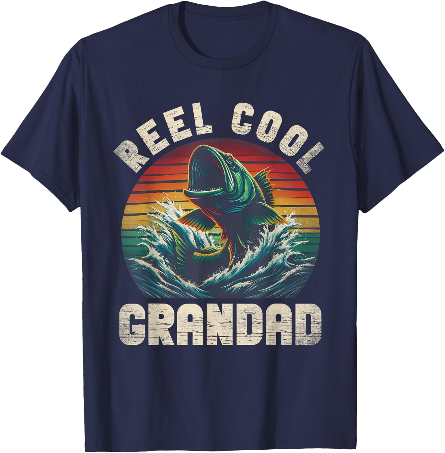 Reel Cool Grandad Fishing Daddy Father's Day Fisherman Fish T-Shirt - T-Shirt | Navy