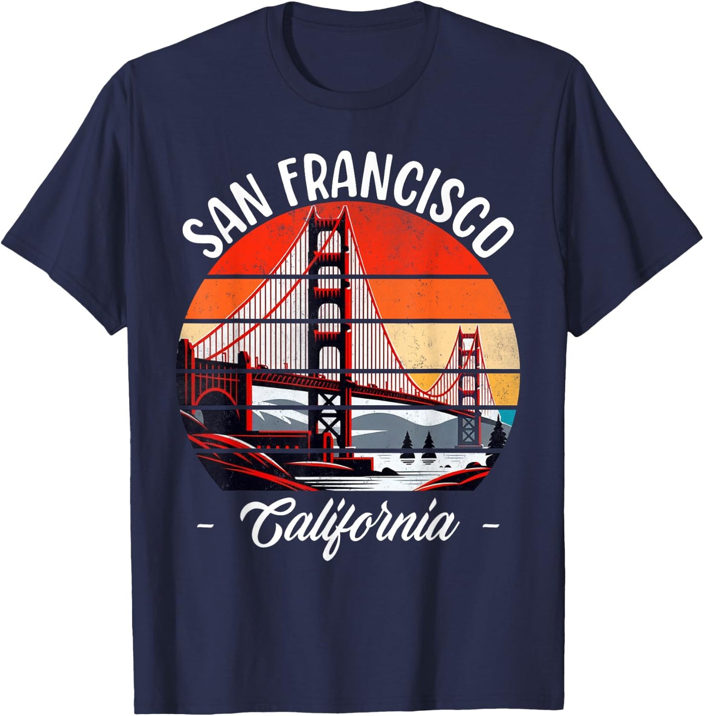 Golden Gate Bridge San Francisco California USA Golden Gate T-Shirt - T-Shirt | Navy
