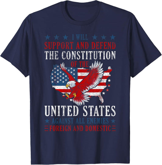 Support & Defend The Constitution US Flag Eagle 4th of July Men T-Shirt - T-Shirt | Navy