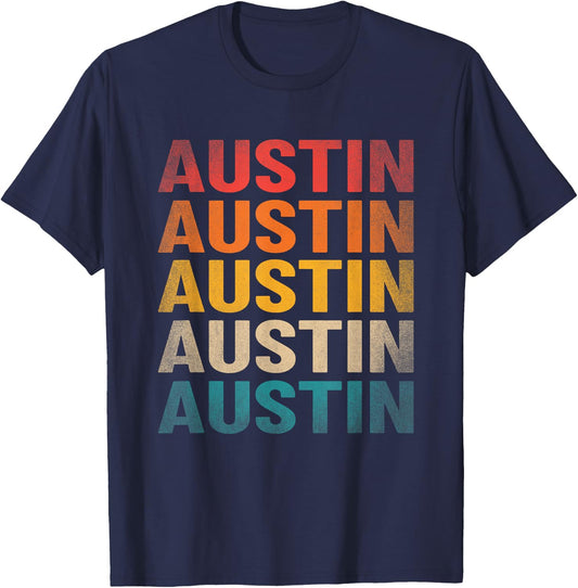 Austin First Name Shirt Vintage Austin Name T-Shirt - T-Shirt | Navy