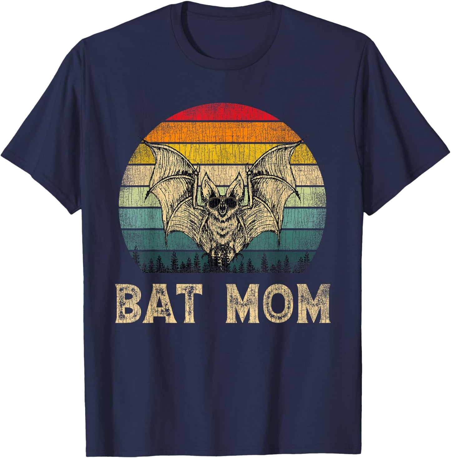 Vintage Bat Mom Bat Lovers Mommy Mother's Day T-Shirt - T-Shirt | Navy