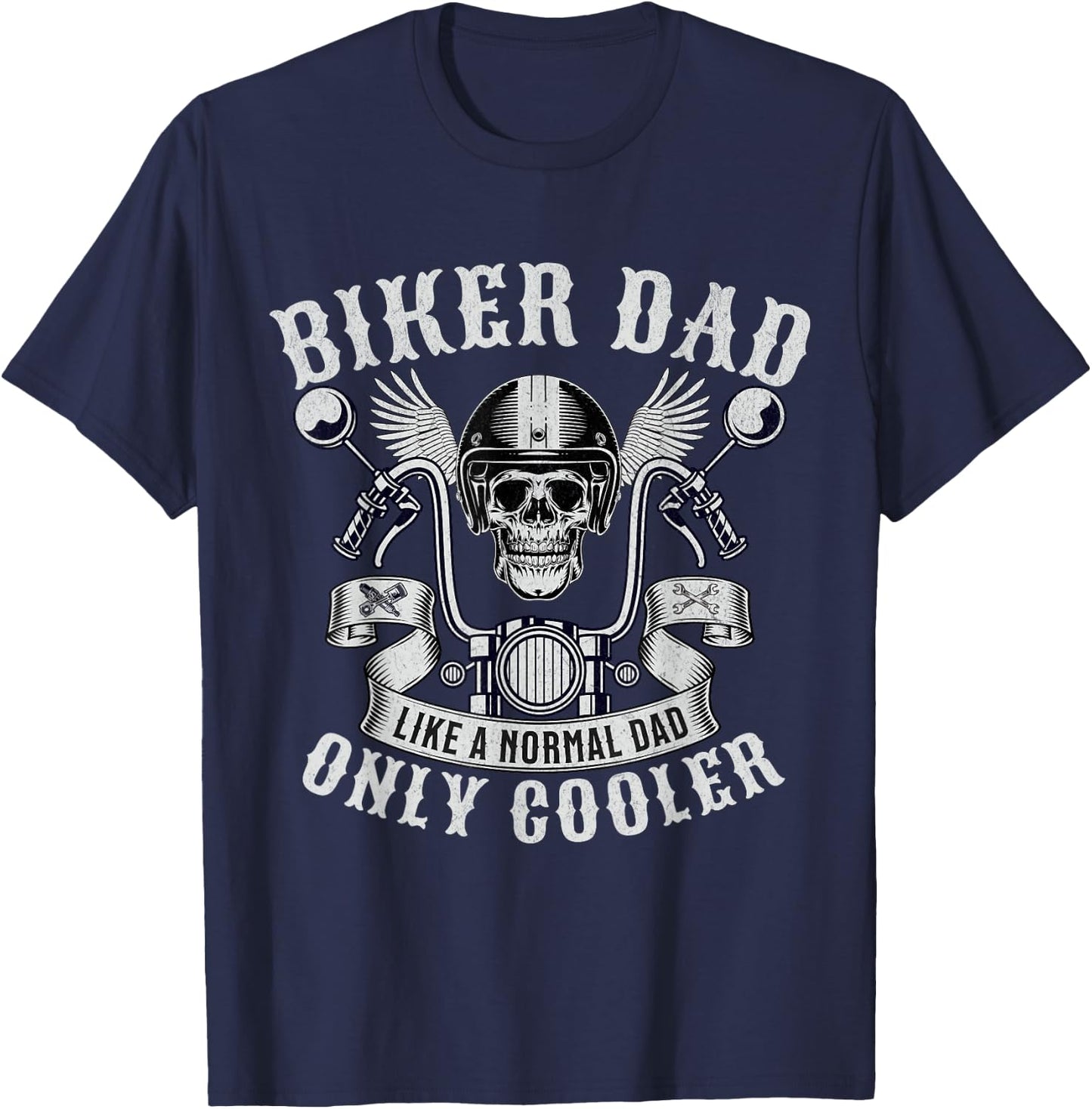 Biker Dad Motorcycle Father Rider Biker Dad Father's Day T-Shirt - T-Shirt | Navy