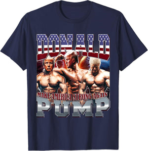 Donald Pump Make America Strong Again Gym Swole T-Shirt - T-Shirt | Navy