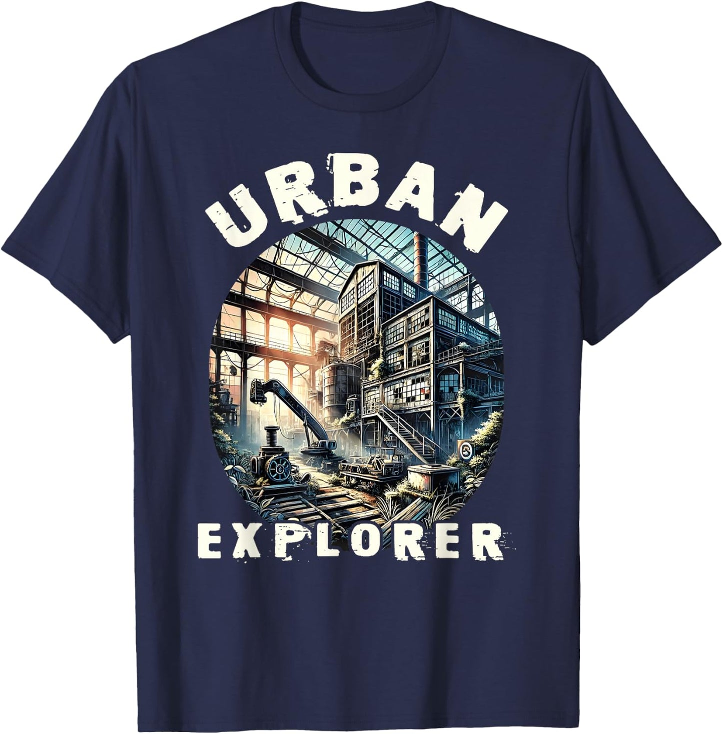 Urban Explorer, Old Building URBEX, Abandoned City, Travel T-Shirt - T-Shirt | Navy