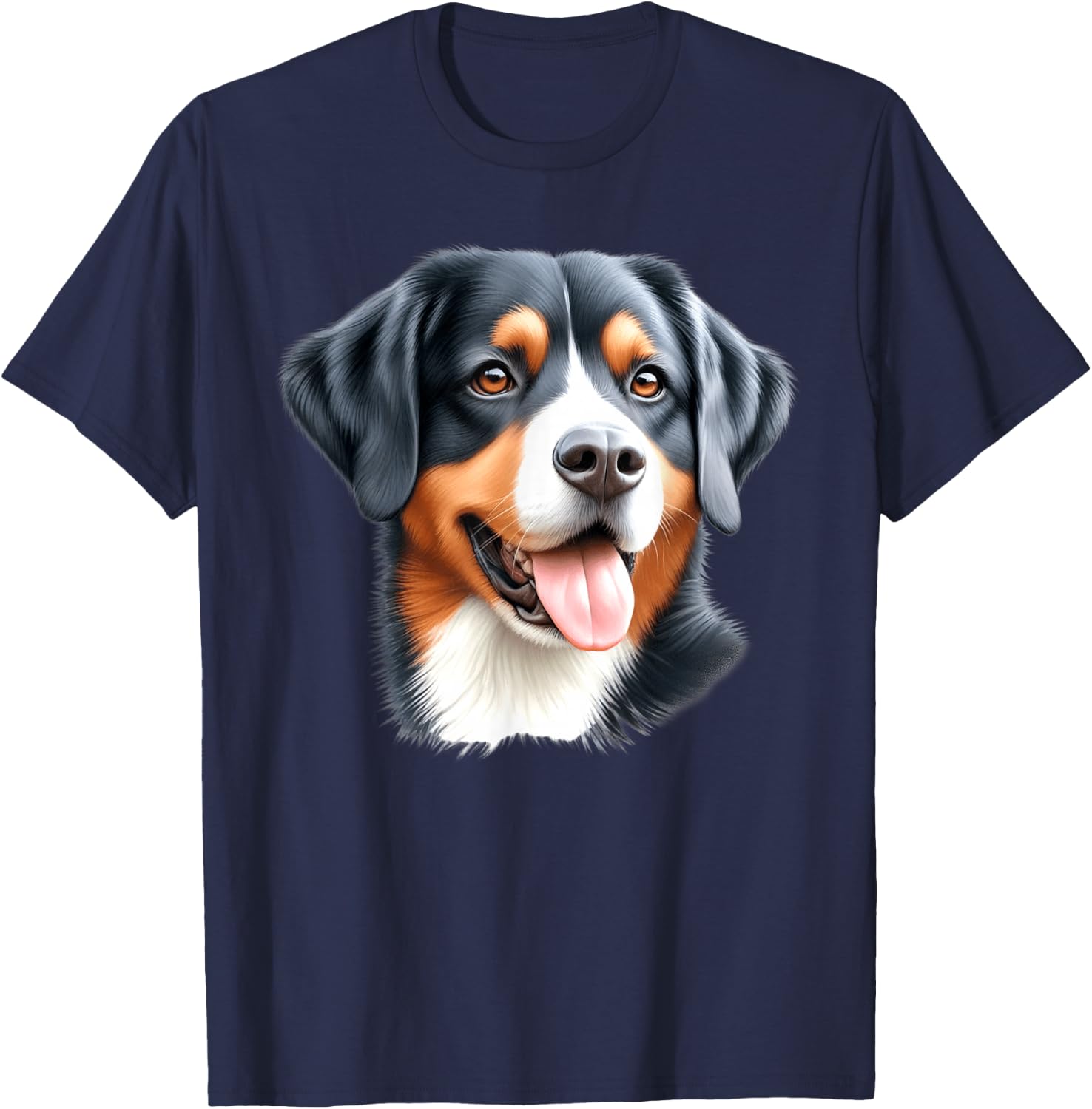 Entlebucher Mountain Dog Portrait T-Shirt - T-Shirt | Navy