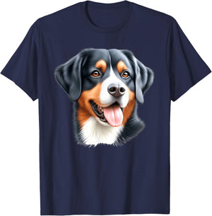 Entlebucher Mountain Dog Portrait T-Shirt - T-Shirt | Navy