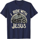 Vintage I Ride With Jesus Motorcycle Christian T-Shirt - T-Shirt | Navy