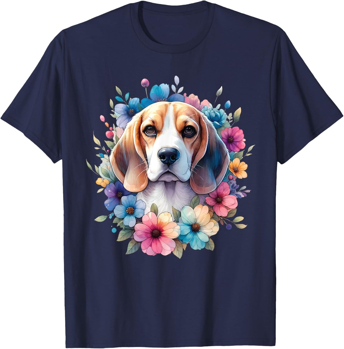 Floral Beagle Mom Dog Lovers Cute Mama Puppy Mother's Day T-Shirt - T-Shirt | Navy