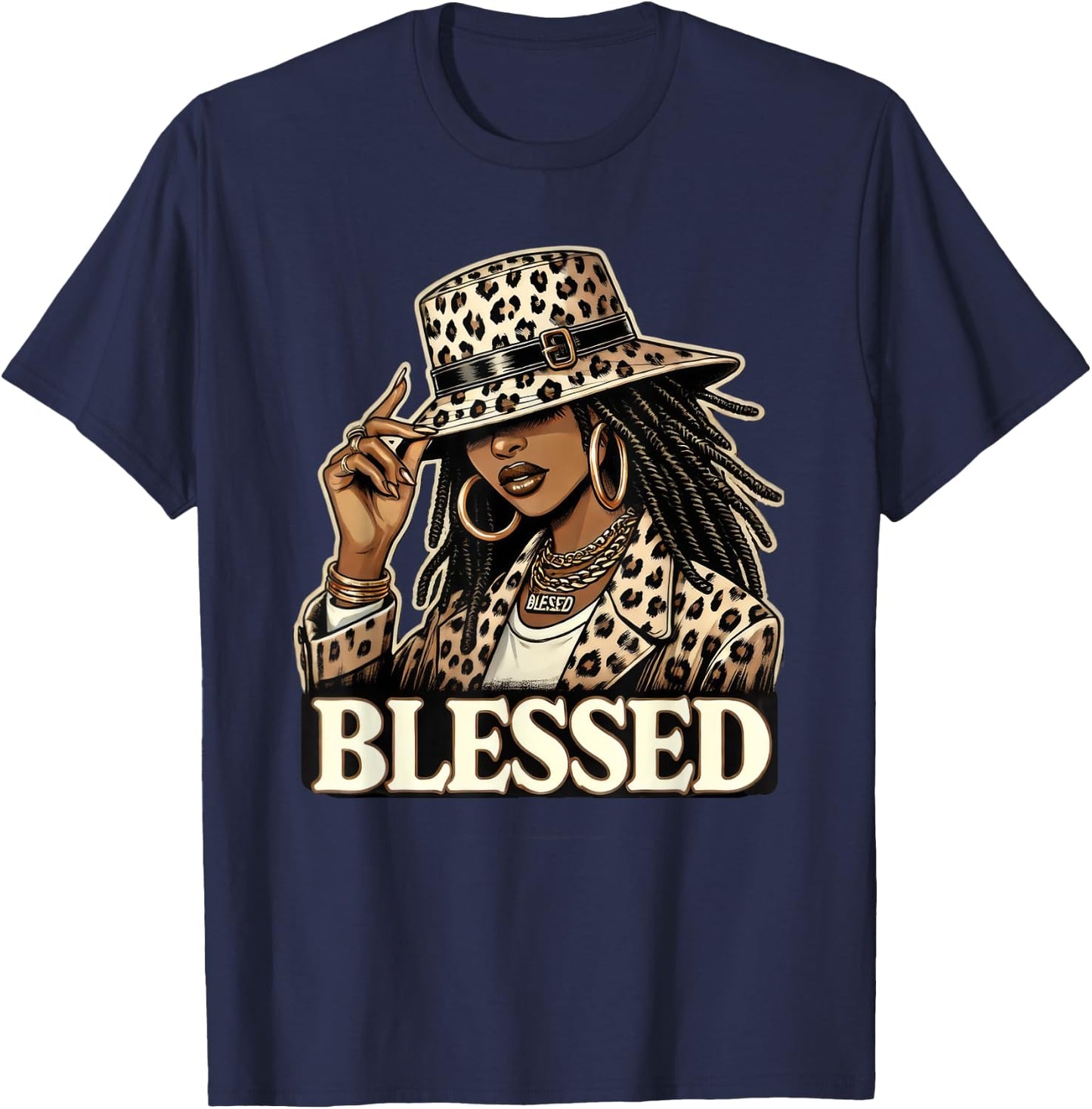 Blessed Black Cowgirl Western Swag African Christian Woman T-Shirt - T-Shirt | Navy