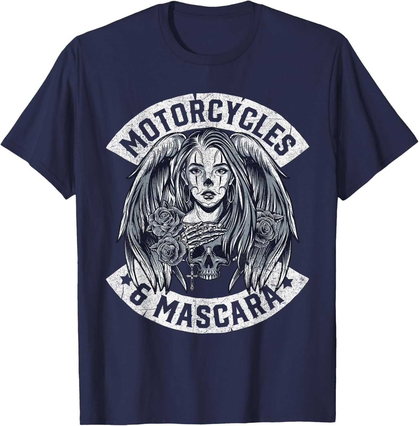 Motorcycles and Mascara Cute Motorcycle Chick Biker Girl T-Shirt - T-Shirt | Navy