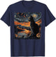 Halloween Van Gogh Starry Night Black Cat Pumpkins Bats Women Kids T-Shirt - T-Shirt | Navy