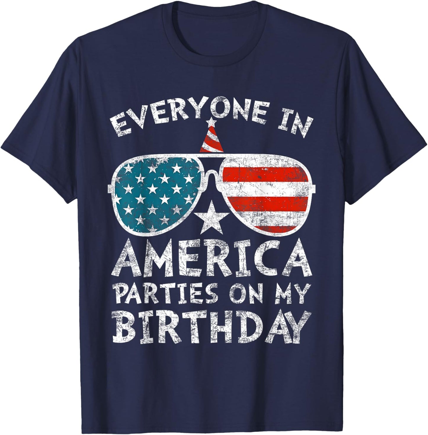 4th of July Birthday Party Boy Girl Fourth of July T-Shirt - T-Shirt | Navy