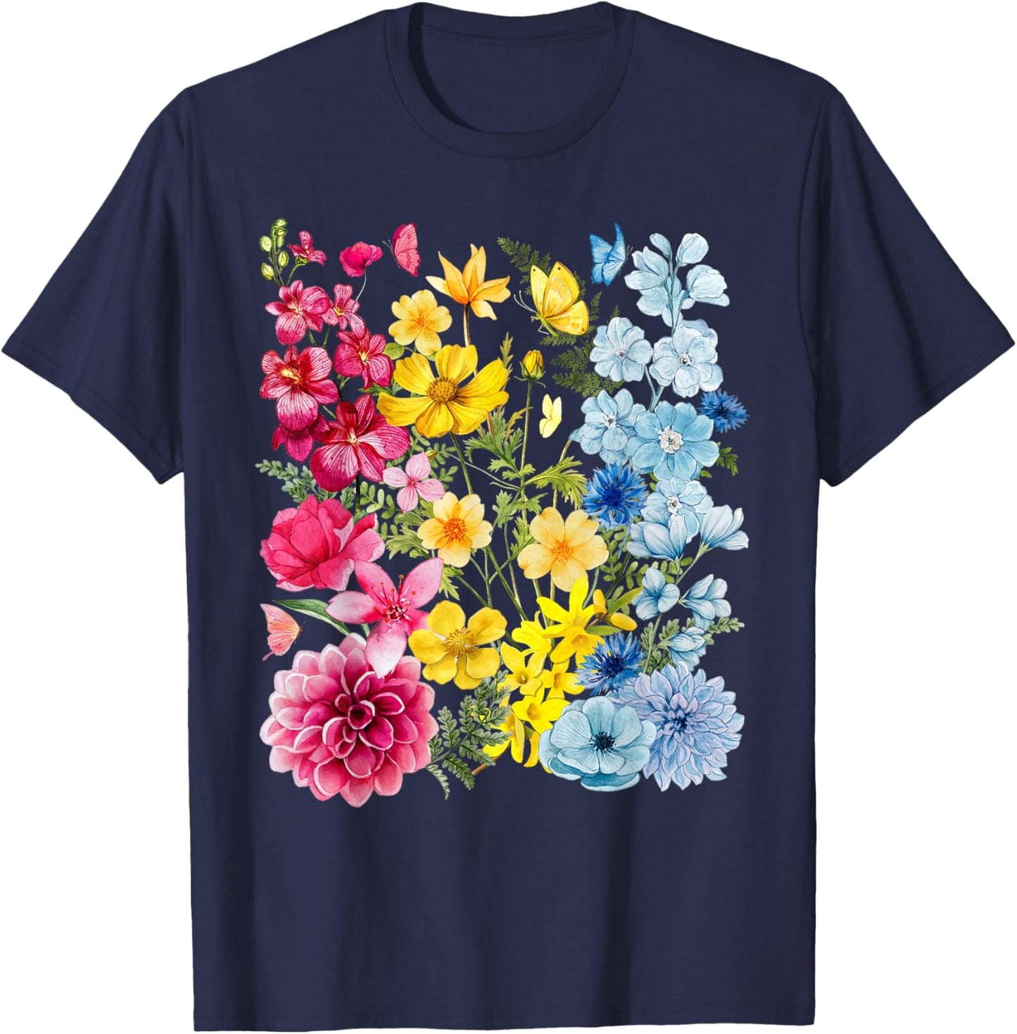 Wildflower Pansexual Pan Rainbow LGBTQ Pride Subtle Month T-Shirt - T-Shirt | Navy