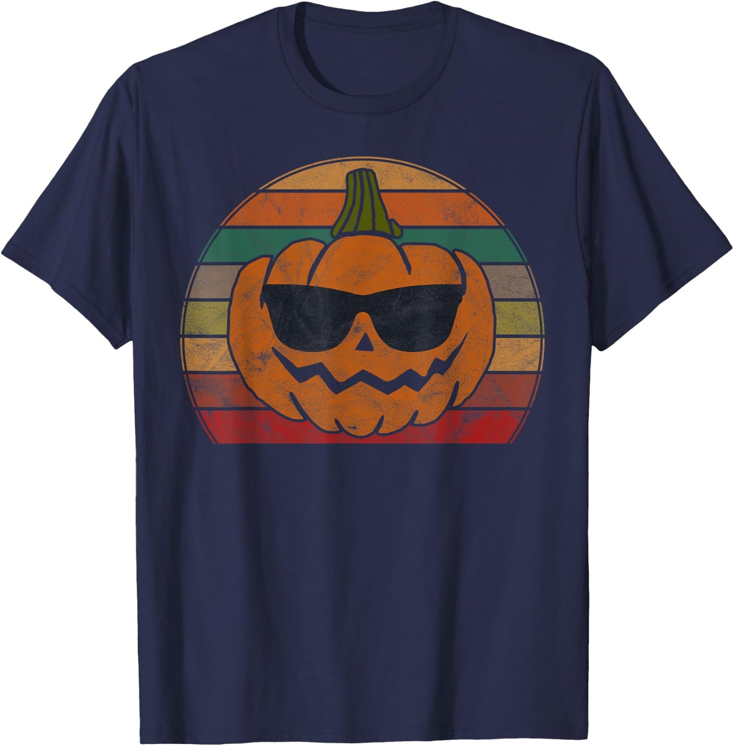 Vintage Pumpkin Face Costume Boys Girls Halloween T-Shirt - T-Shirt | Navy