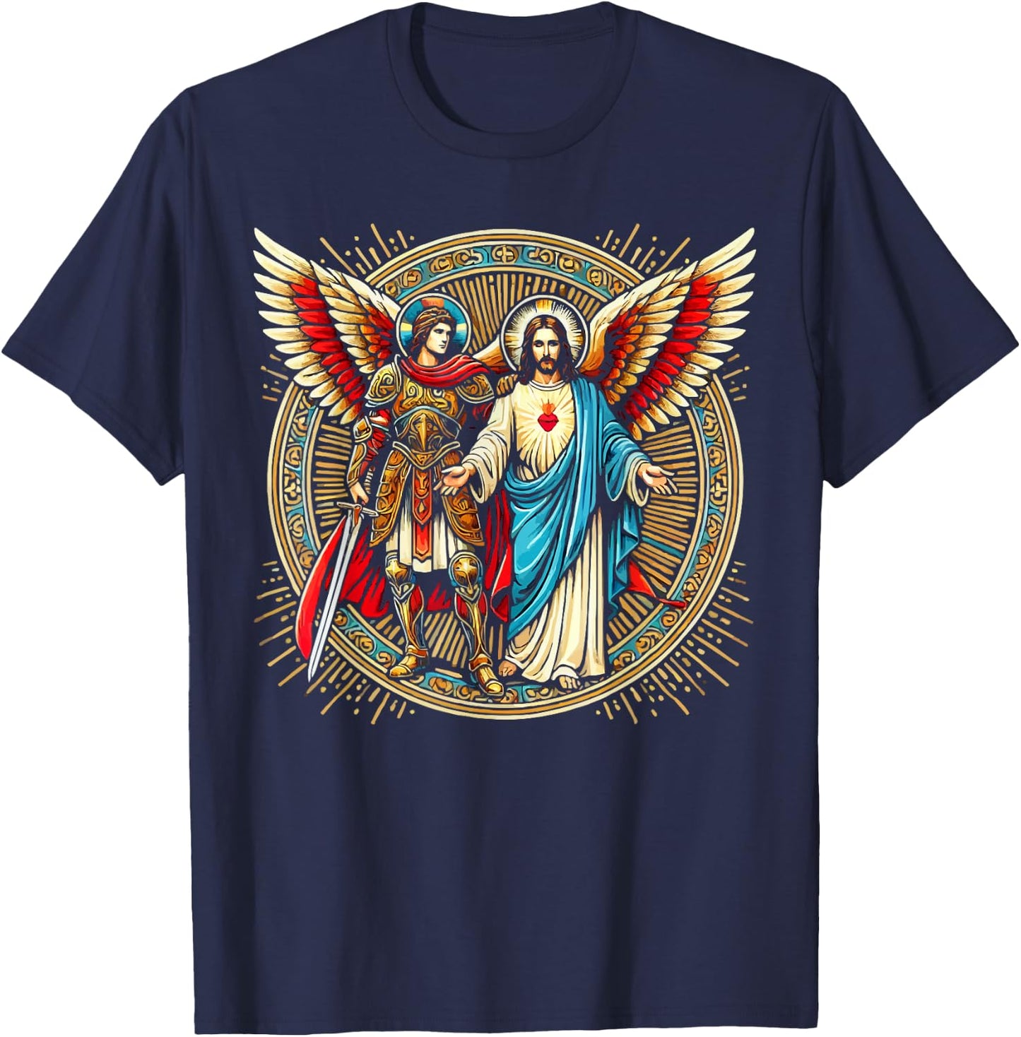Archangel Gabriel Catholic Christianity Guardian Angel T-Shirt - T-Shirt | Navy