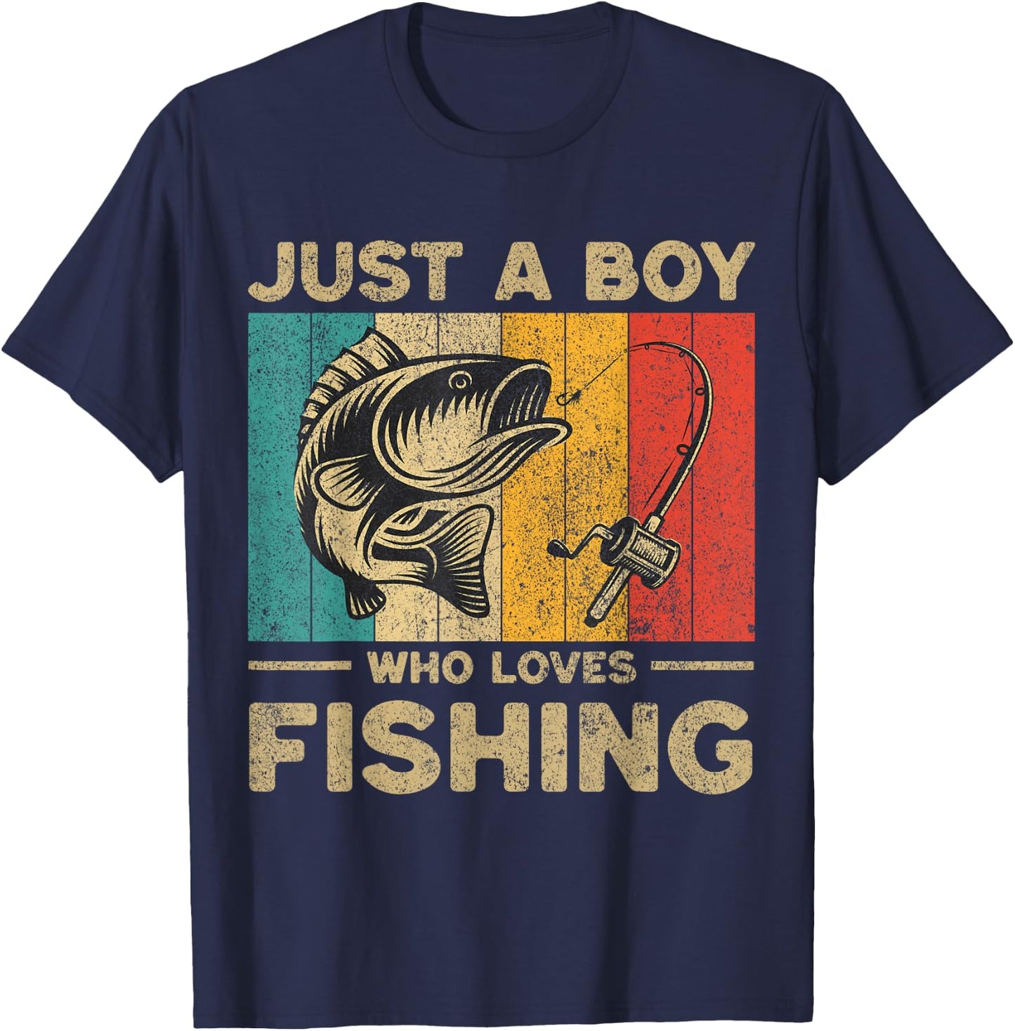 Funny Vintage Fishing Jokes Boys Fisherman Bass Fish T-Shirt - T-Shirt | Navy