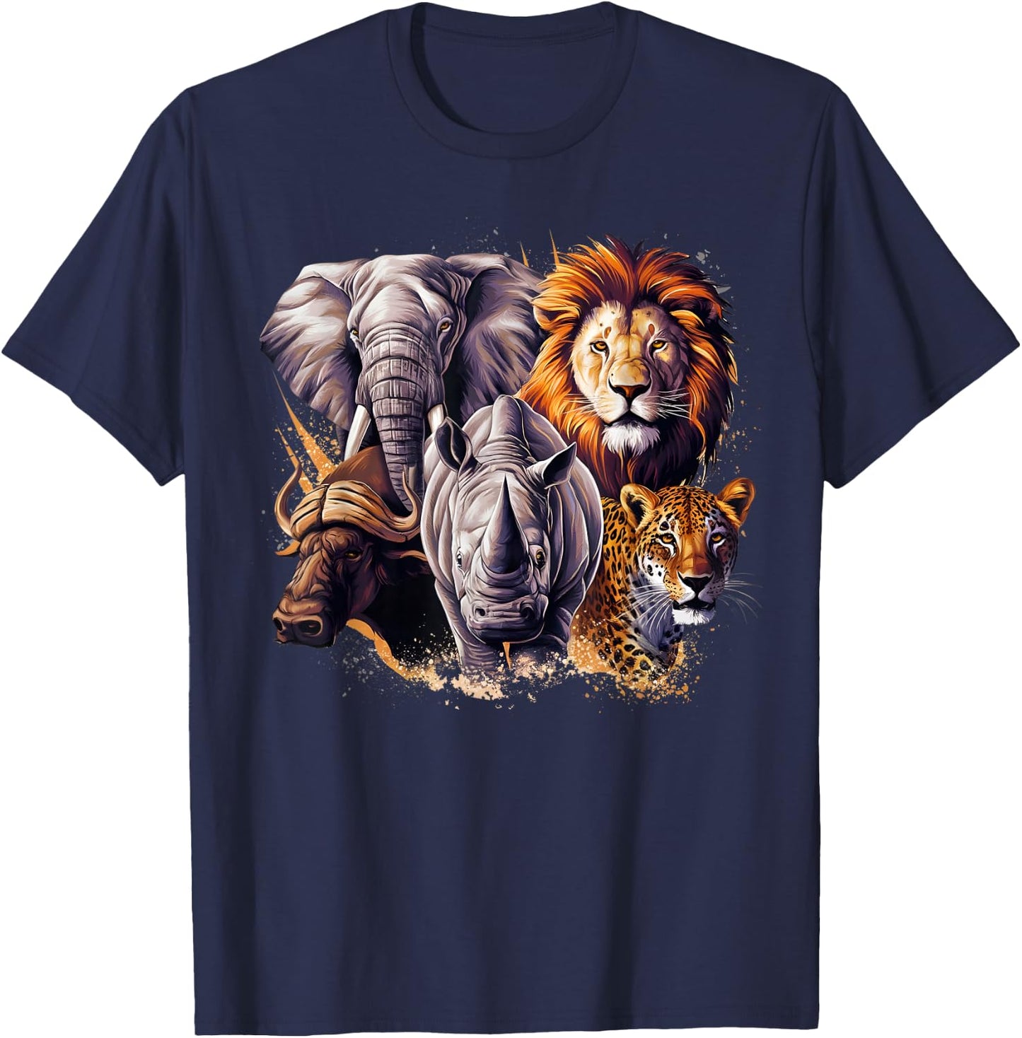 Wildlife Safari Adventure The Big Five Of South Africa T-Shirt - T-Shirt | Navy