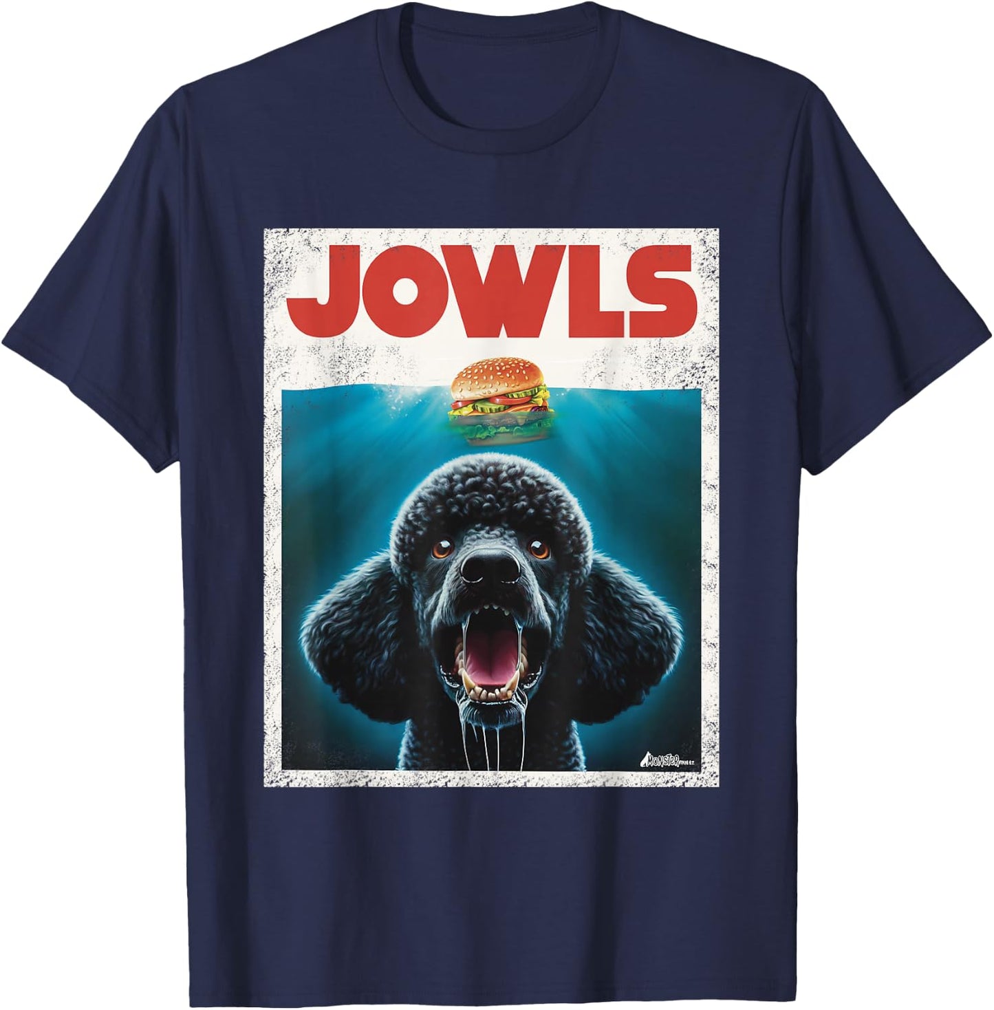 Funny Poodle Black Standard Poodle Jowls Burger Cute Dog Mom T-Shirt - T-Shirt | Navy