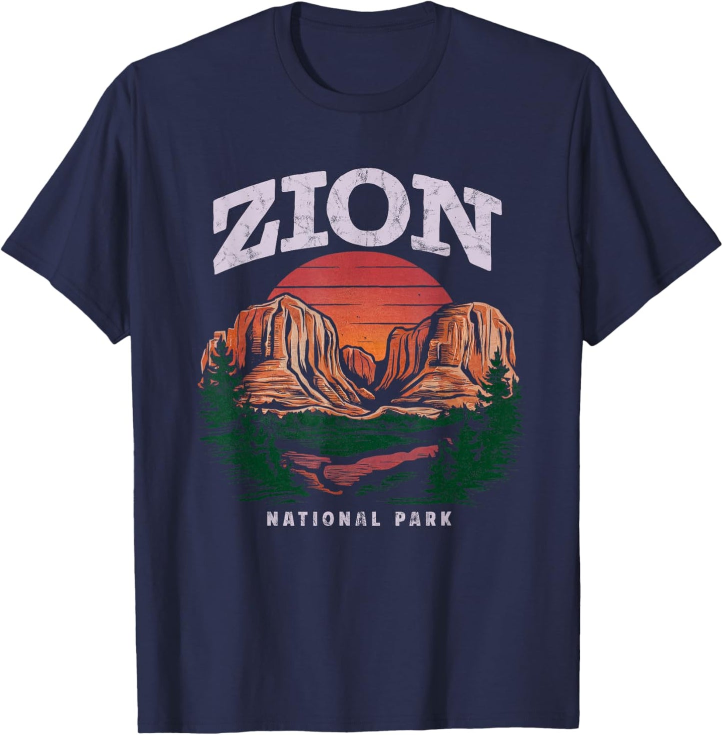 Zion National Park Vintage Hiking Camping Vintage T-Shirt - T-Shirt | Navy