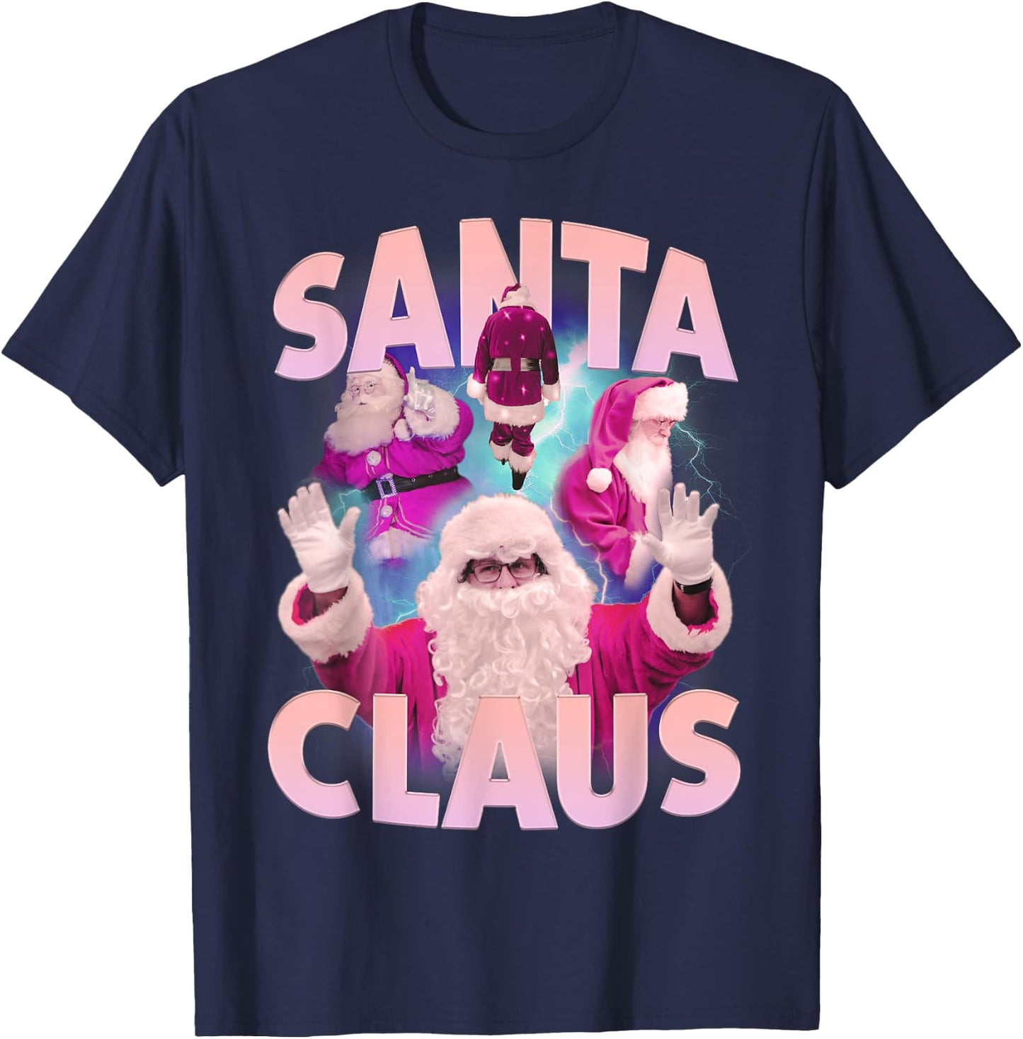 Vintage Christmas Santa Claus Bootleg 90s Hip Hop Rapper T-Shirt - T-Shirt | Navy