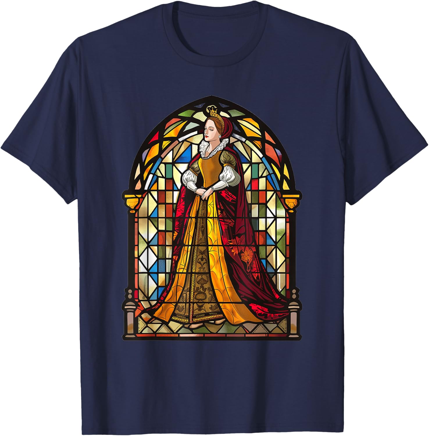 Mary Queen Of Scots Stained Glass T-Shirt - T-Shirt | Navy