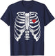 Heart Rib Cage X-Ray Adult Kids Funny Halloween Skeleton T-Shirt - T-Shirt | Navy