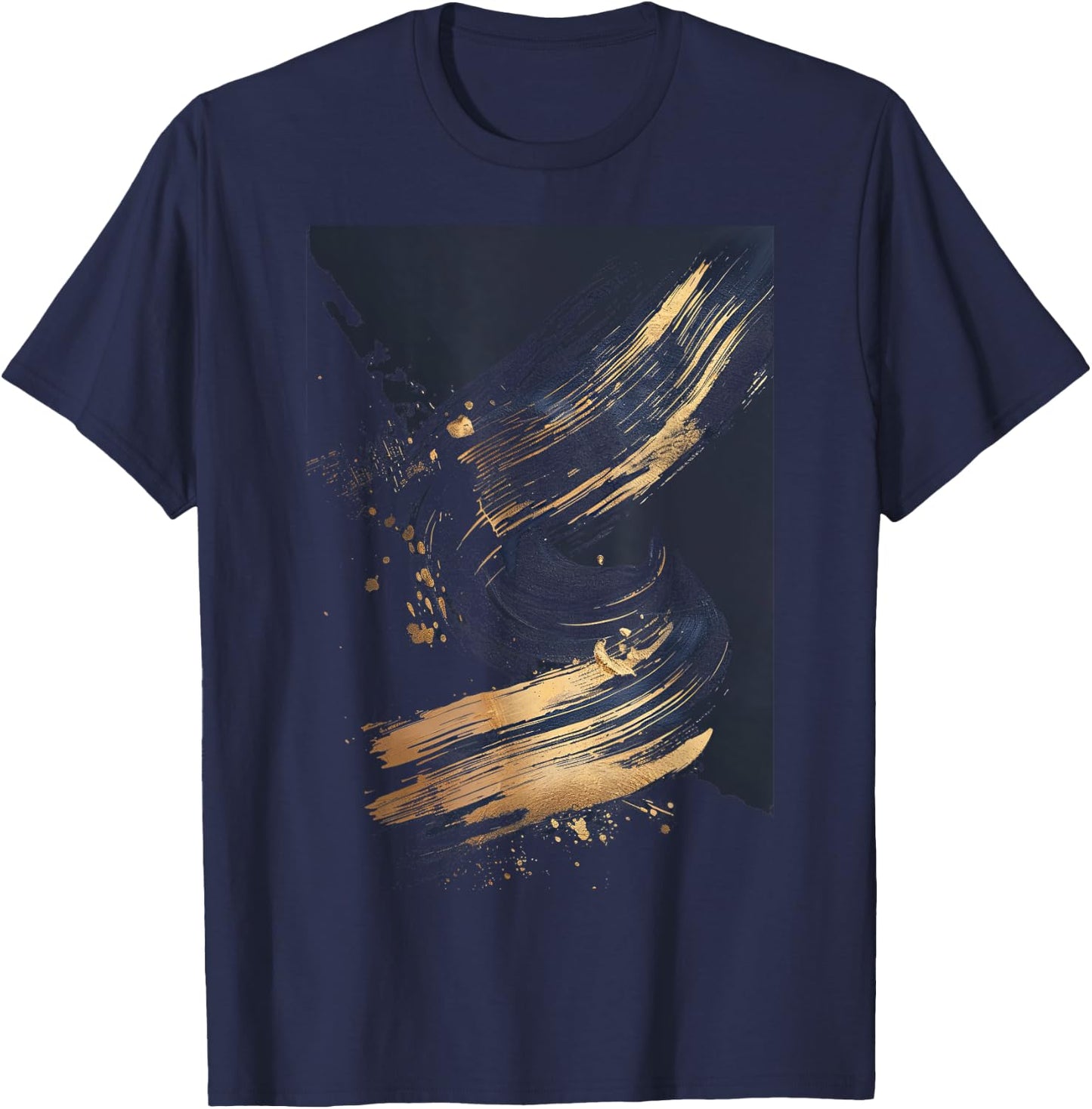 Black Brushstrokes Graphic T-Shirt - T-Shirt | Navy