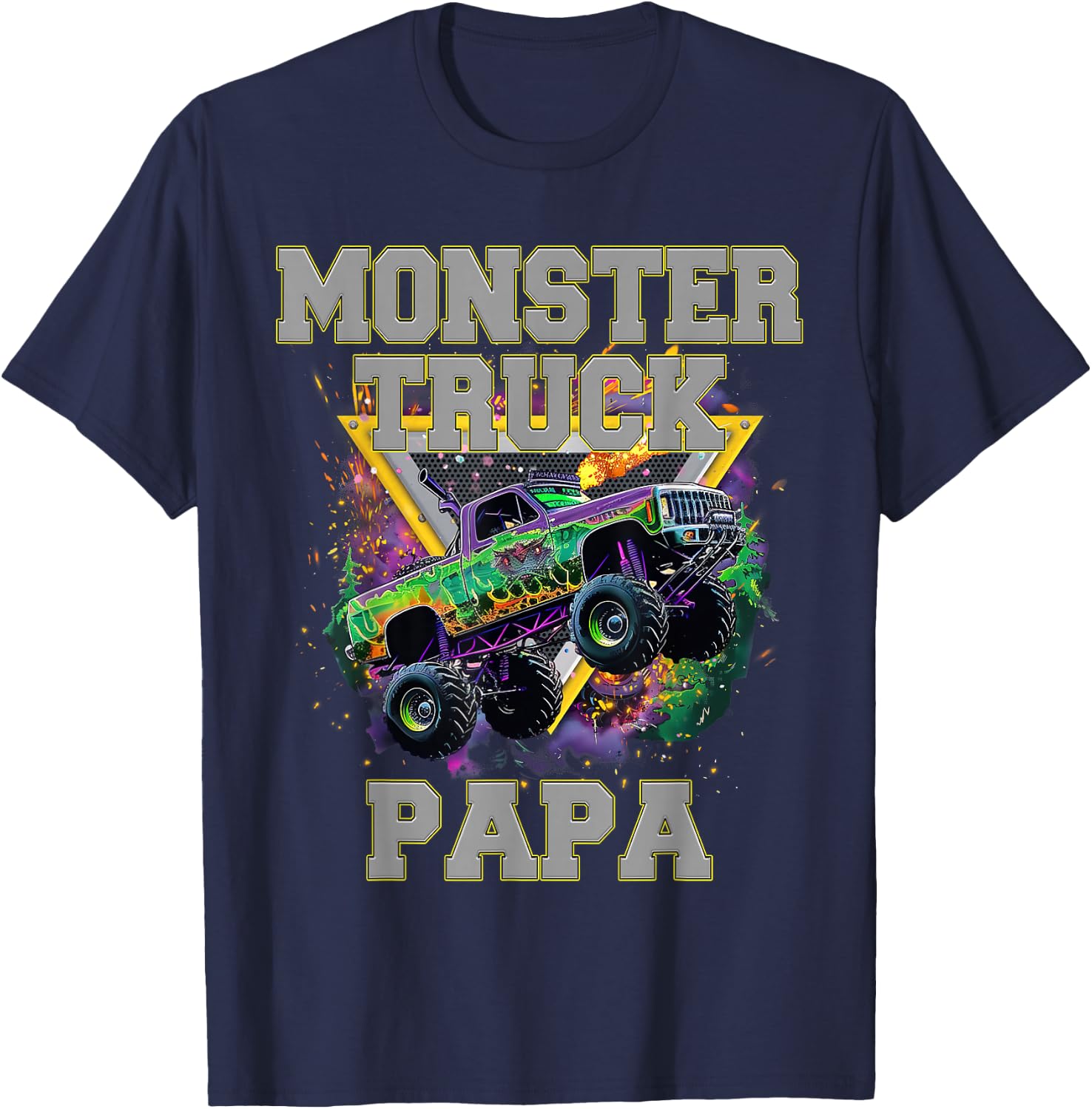 Monster Truck Papa Monster Truck Are My Jam Truck Lovers T-Shirt - T-Shirt | Navy