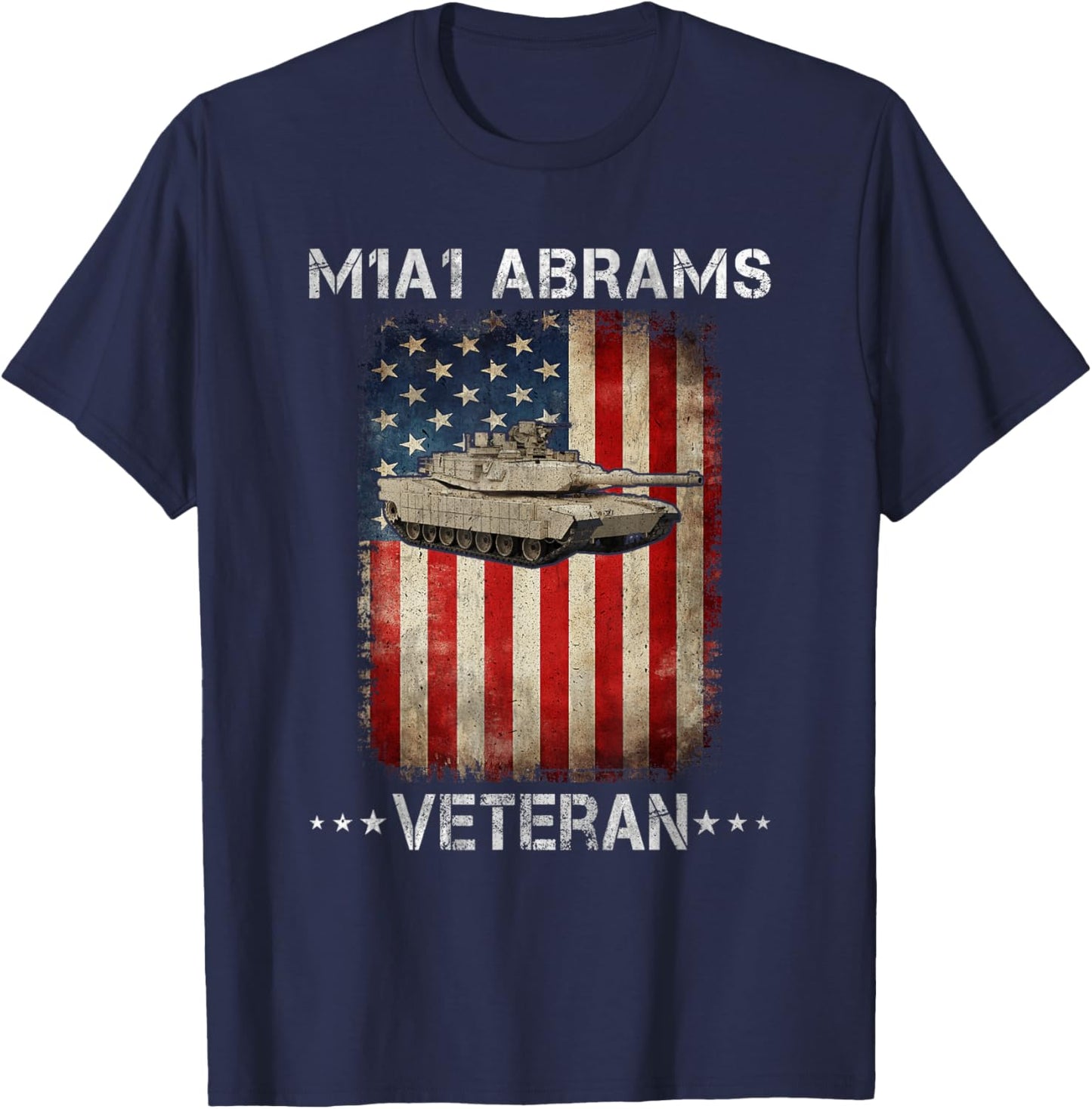 M1A1 Abrams Tank Veteran Main Battle Tank American Flag Women Men T-Shirt - T-Shirt | Navy