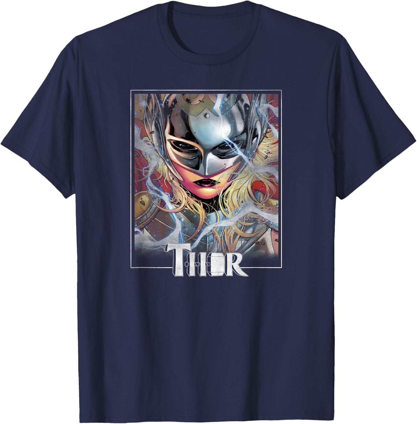 Marvel Jane Foster Mighty Thor Comic Hero Portrait T-Shirt - T-Shirt | Navy