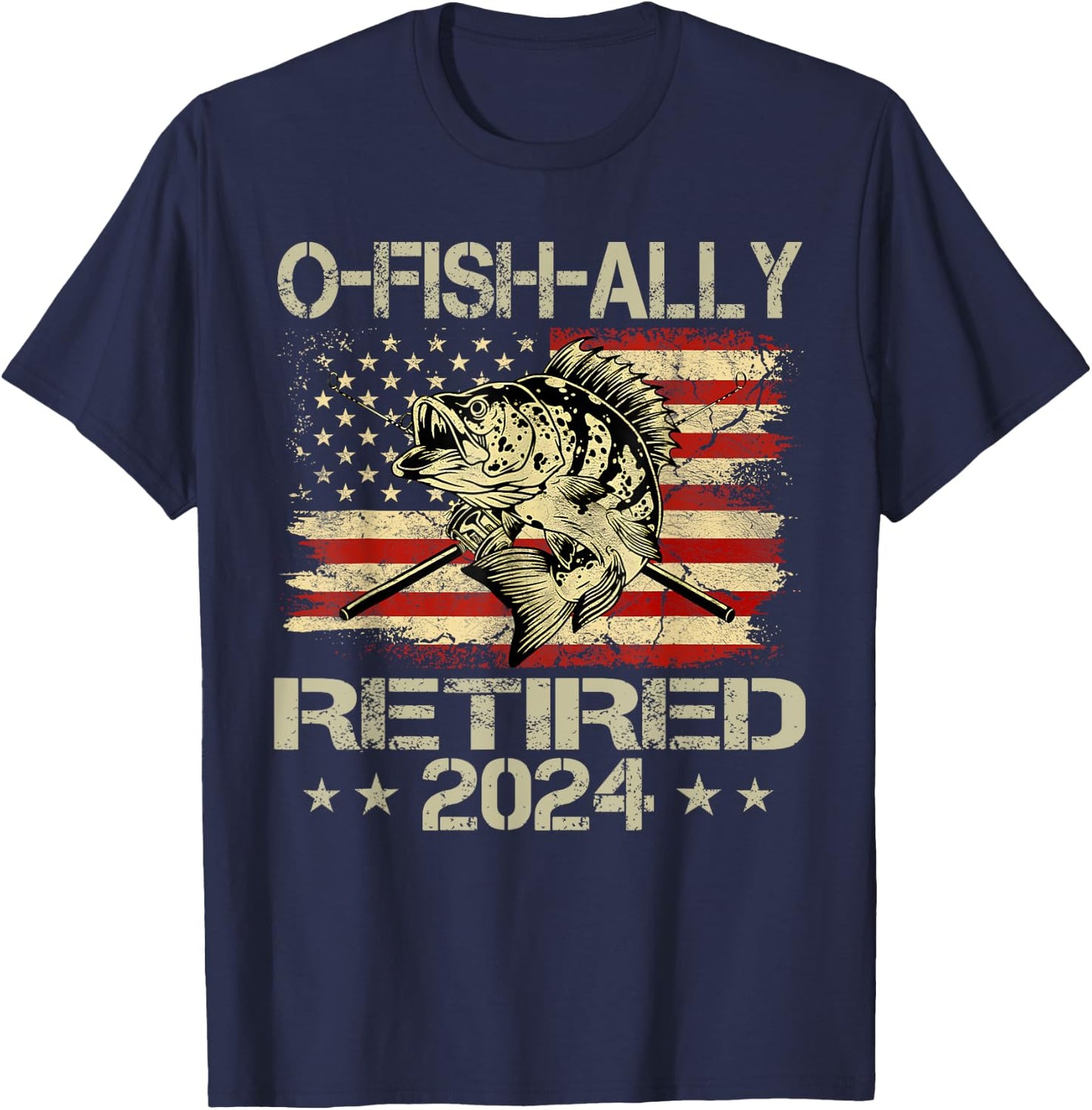 Retirement Shirt 2024 Fisherman O-Fish-Ally Retired 2024 T-Shirt - T-Shirt | Navy