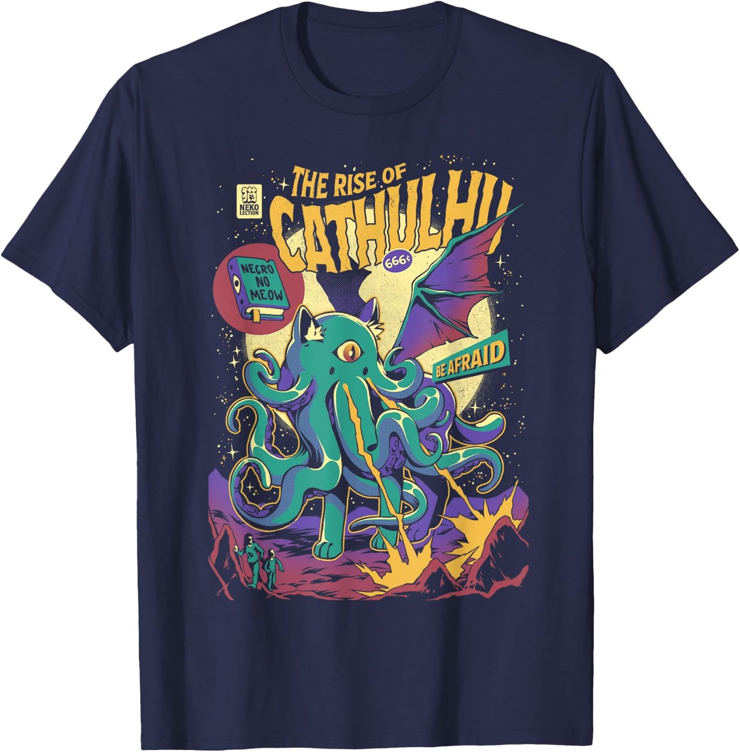 Rise Of Cathulhu Creepy Kitten Cthulhu Halloween Cat T-Shirt - T-Shirt | Navy