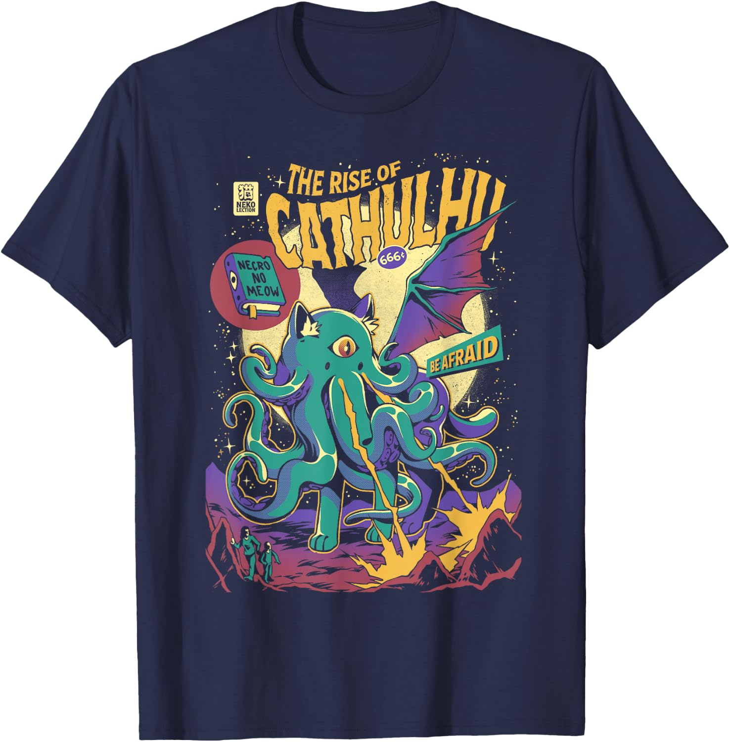 Rise Of Cathulhu Creepy Kitten Cthulhu Halloween Cat T-Shirt - T-Shirt | Navy