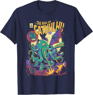 Rise Of Cathulhu Creepy Kitten Cthulhu Halloween Cat T-Shirt - T-Shirt | Navy
