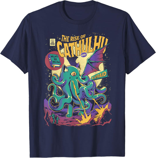 Rise Of Cathulhu Creepy Kitten Cthulhu Halloween Cat T-Shirt - T-Shirt | Navy