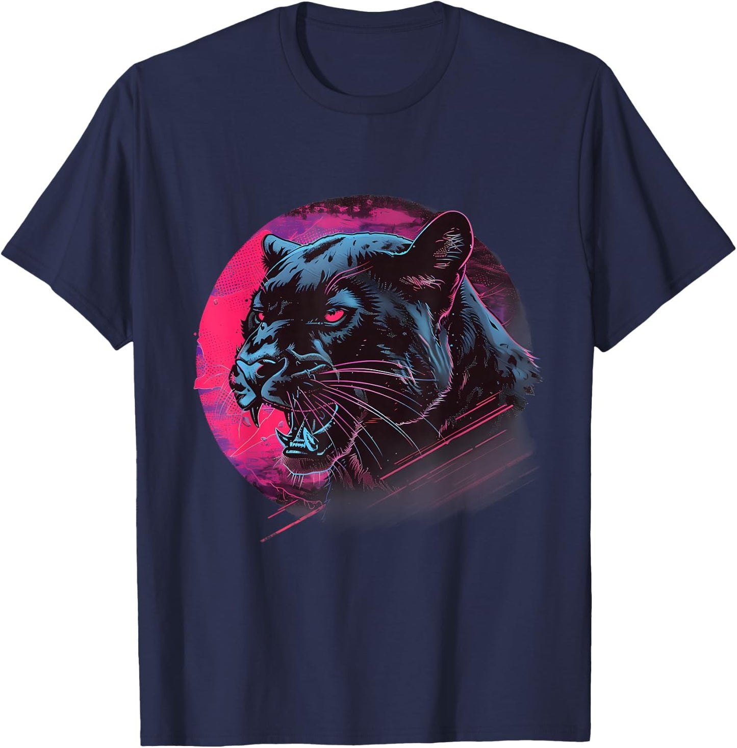 Panther Wildlife Portrait Colourful Nature Panther Lover T-Shirt - T-Shirt | Navy